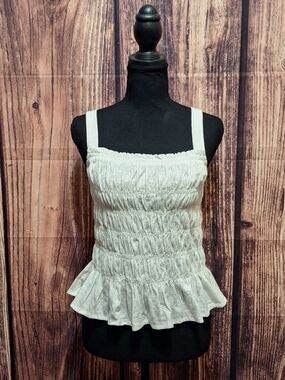 Universal Thread White Smocked Ruffle Hem Camisole Womens Size XL.
